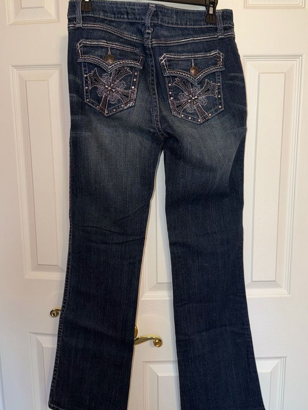 Women's Dark Blue Flare Jeans Low-Rise